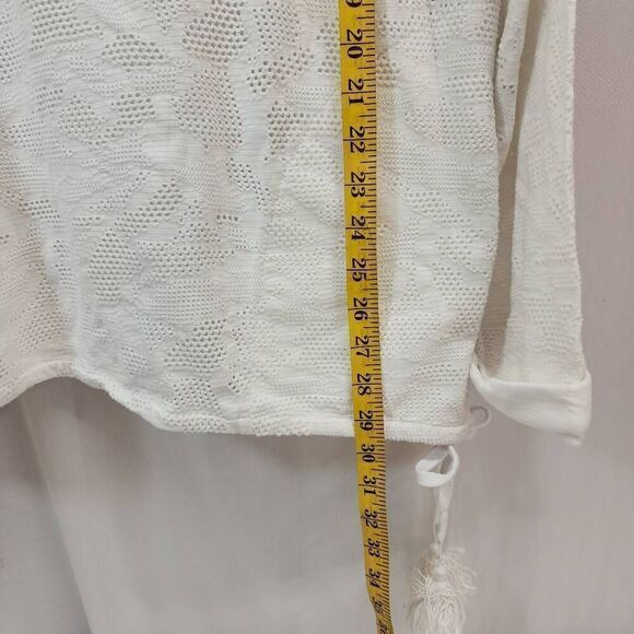 Soft Surroundings Size Large Top Womens White Perforated Raglan Sleeves Cuffed S - Picture 3 of 7